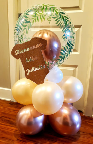 Montage de ballons "Bienvenue bébé" à personnaliser