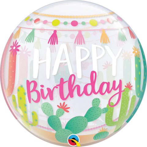 Ballon bubble - Happy Birthday cactus